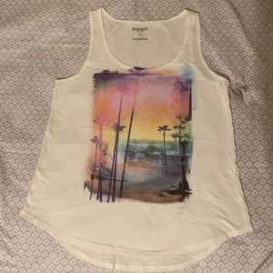 Graphic Tank - White with Summer Design - Size L